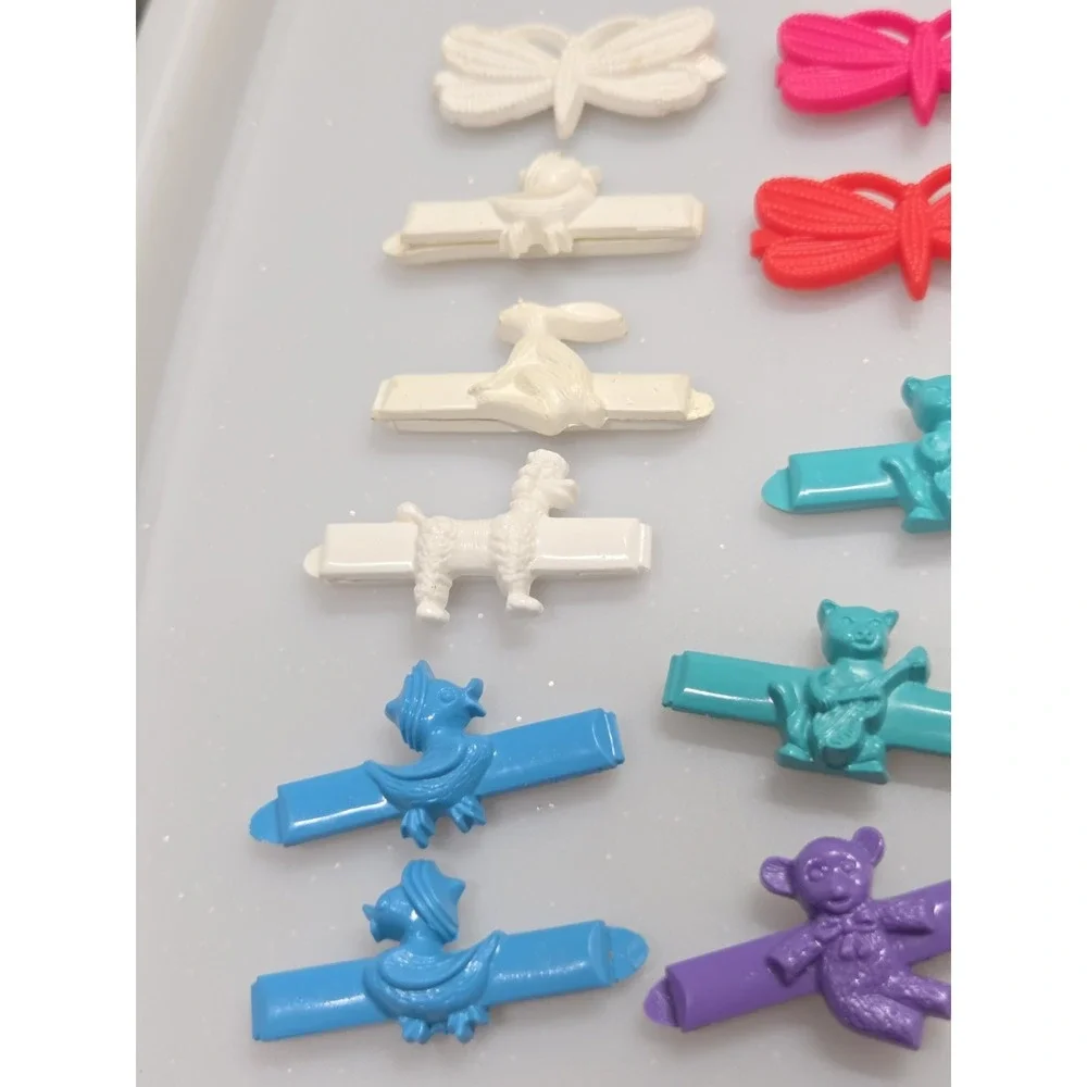 Vintage Goody Plastic Hair Barrettes 70ʼs 80ʼs Poodle Duck Cats Snap Tight Lot